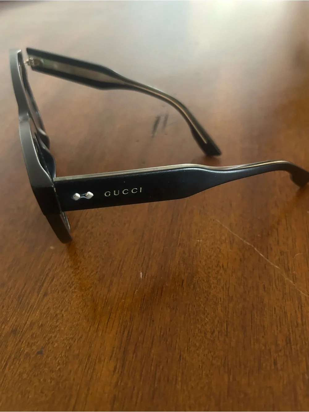 Gucci Black Square-Frame Sunglasses with Silver Accents